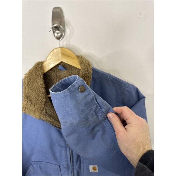 Carhartt Women's Sherpa Lined Canvas Work Jacket Medium WJ022 FHB Blue Size M - Picture 2 of 8